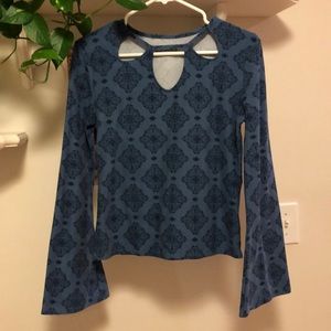 Patterned Bell Sleeve Top